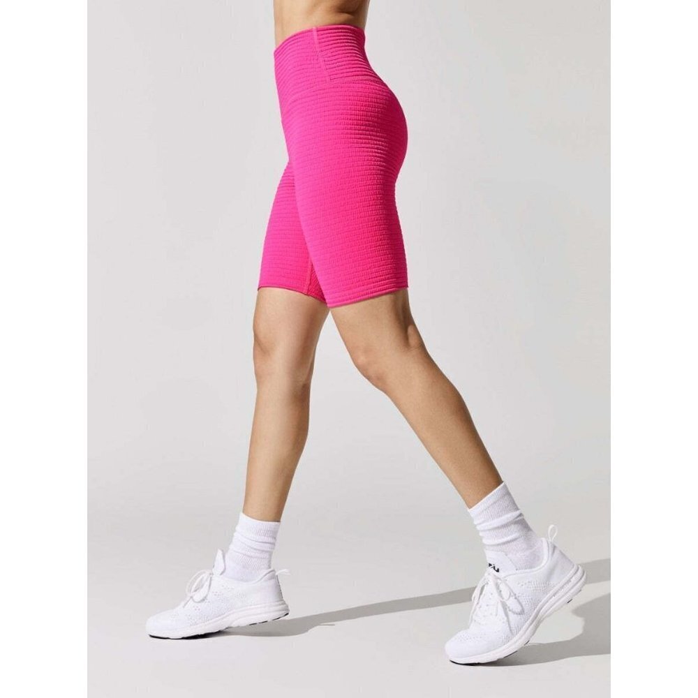 CARBON38 Size XS Jacquard Biker Short High Waisted Fluorescent Pink New